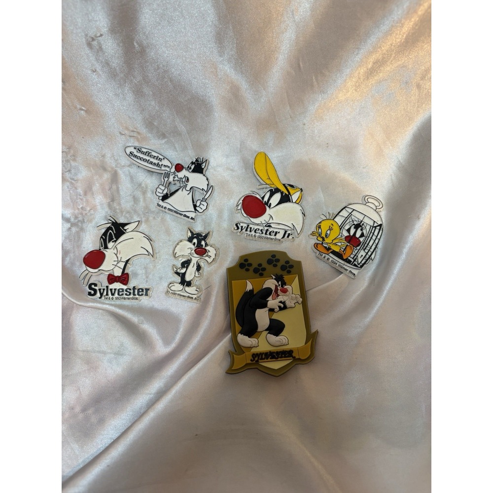 Lot 6 Vintage 1990's Sylvester Fridge Magnets Warner Brothers